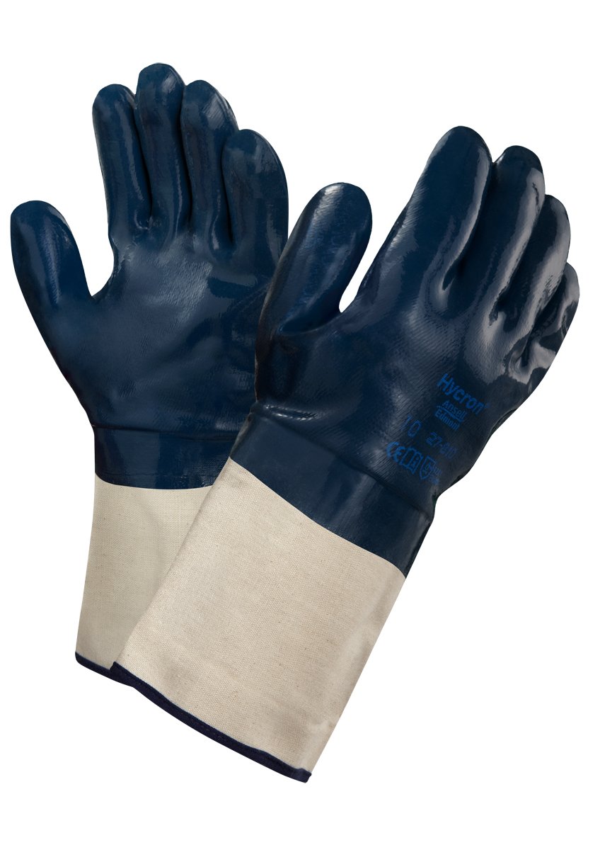 Ansell ActivArmr 27-810 Heavy Duty Work Gloves, Abrasion and Cut Resistant Nitrile Coating, Waterproof and Oil Repellent