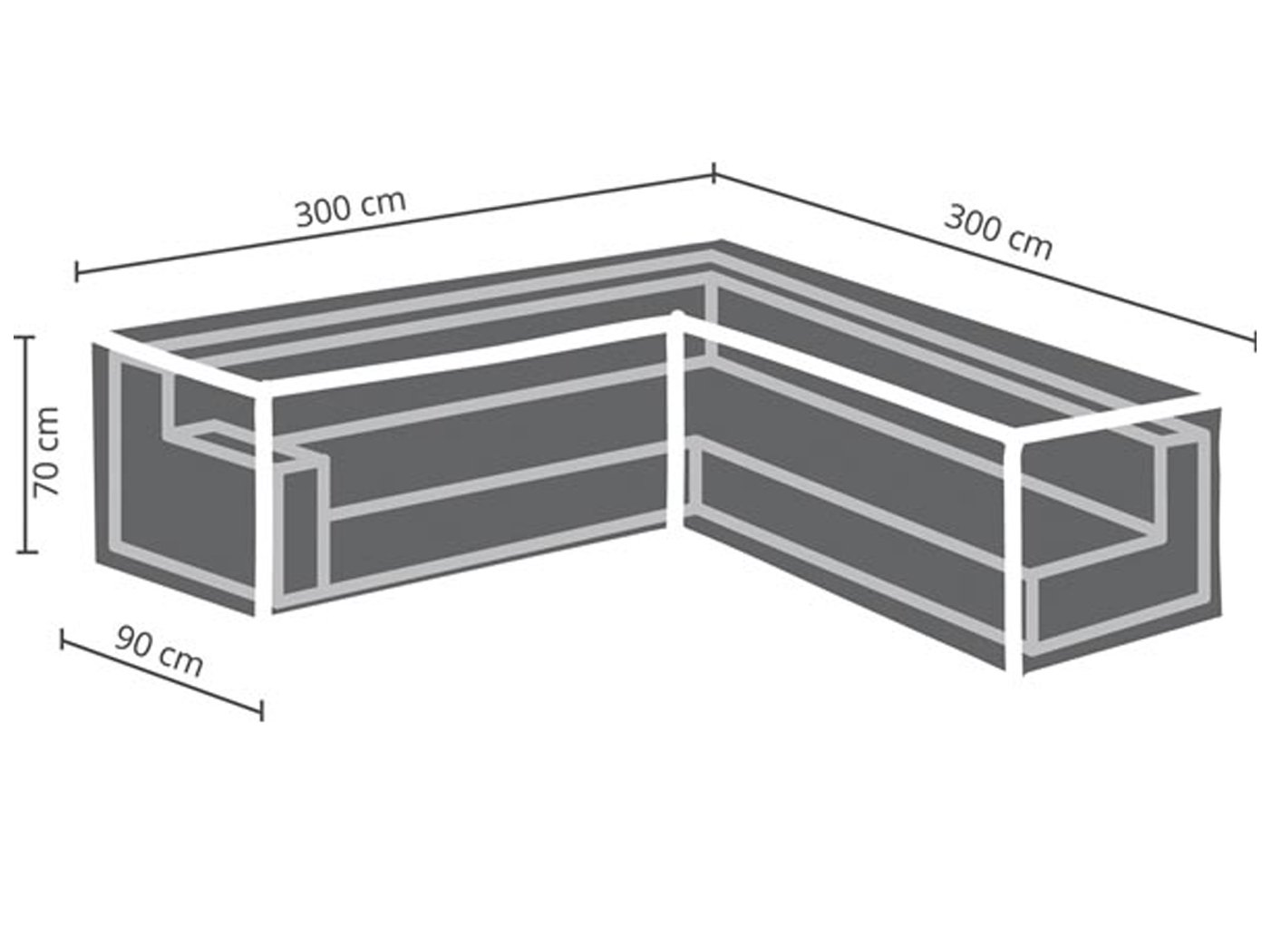Perel Garden OCLSL300 Case For L Shaped Furniture Set 300 x 300 x 300 cm, Grey , 70 cm - Image 3