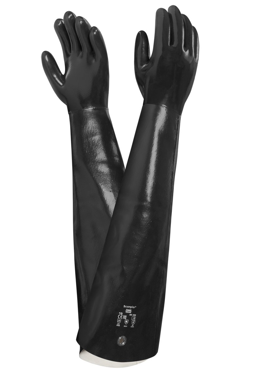Ansell AlphaTec 09-430 Chemical Resistant Gloves, Heavy Duty Protection, Liquids, Solvents, Acids, Industrial PPE, Neoprene Glove Men Women