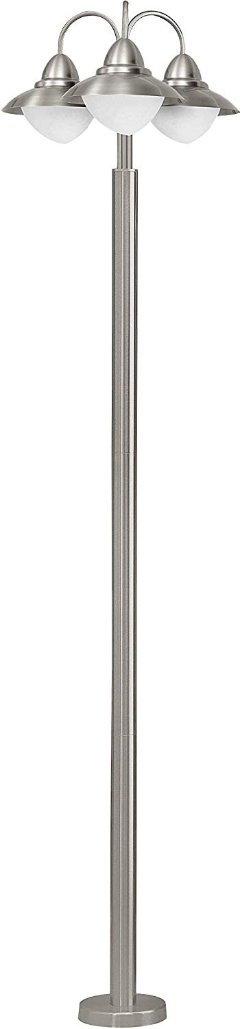 EGLO Pathway Light Sidney, 3 Bulbs Outdoor Floor Light, Stainless Steel Outdoor Light Fixture, Glass: White, Opal Matt, Colour: Silver - Image 4