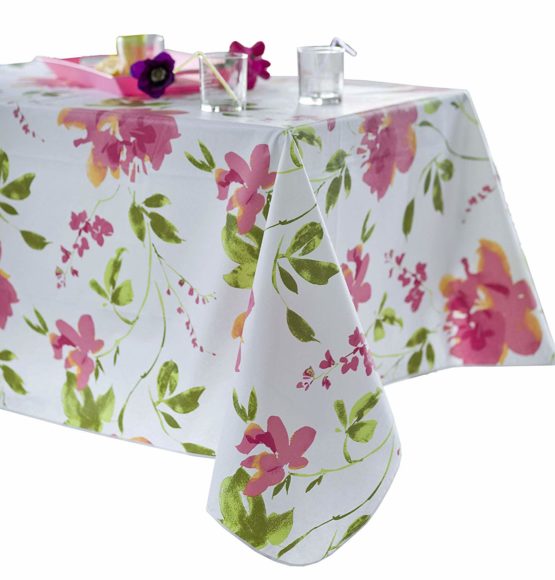 CALITEX AJACCIO Round Oilcloth Tablecloth 140 x 140 cm Pink