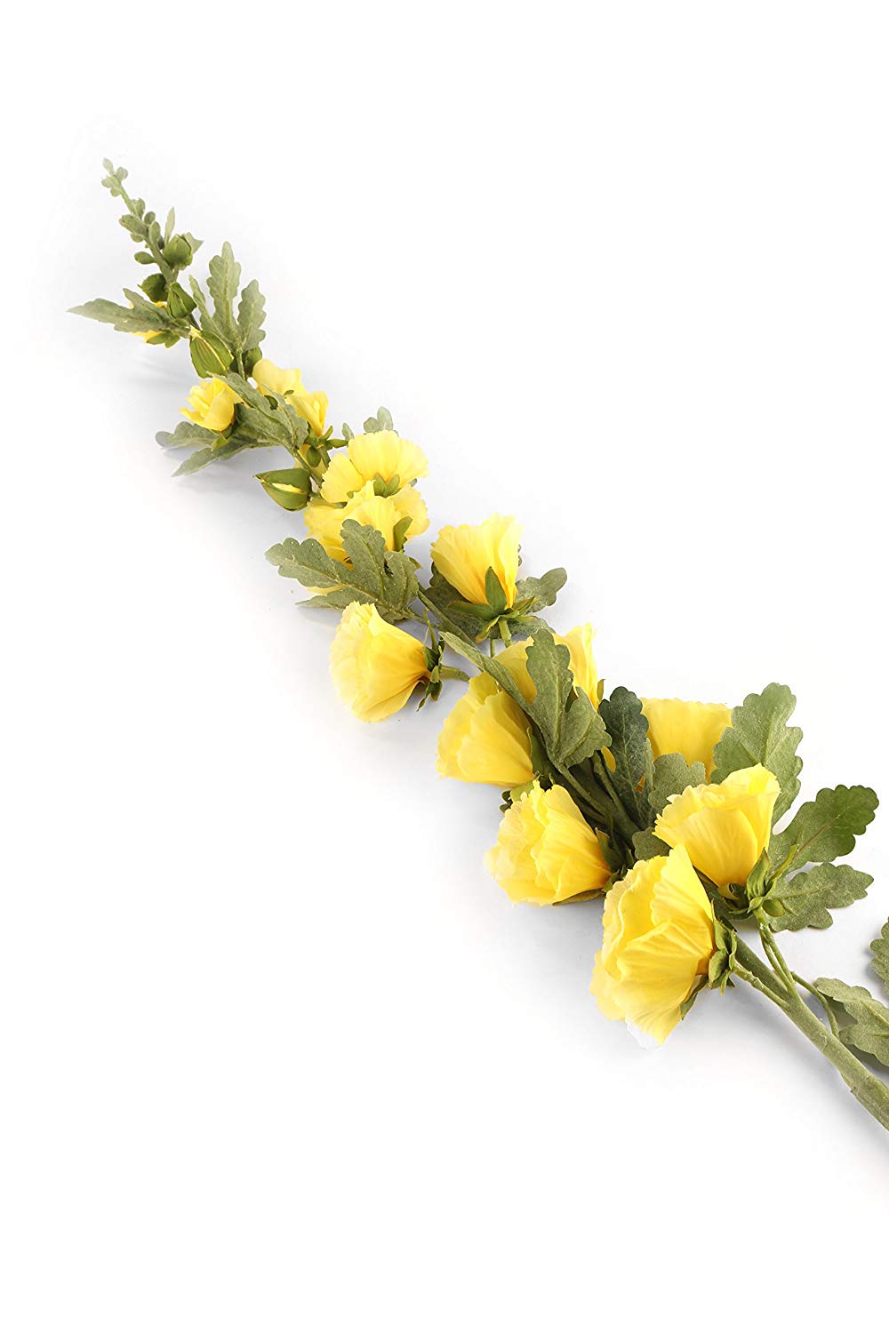 Floral Elegance Artificial 118cm Single Stem Yellow Hollyhock Flowers x 6 - Image 2