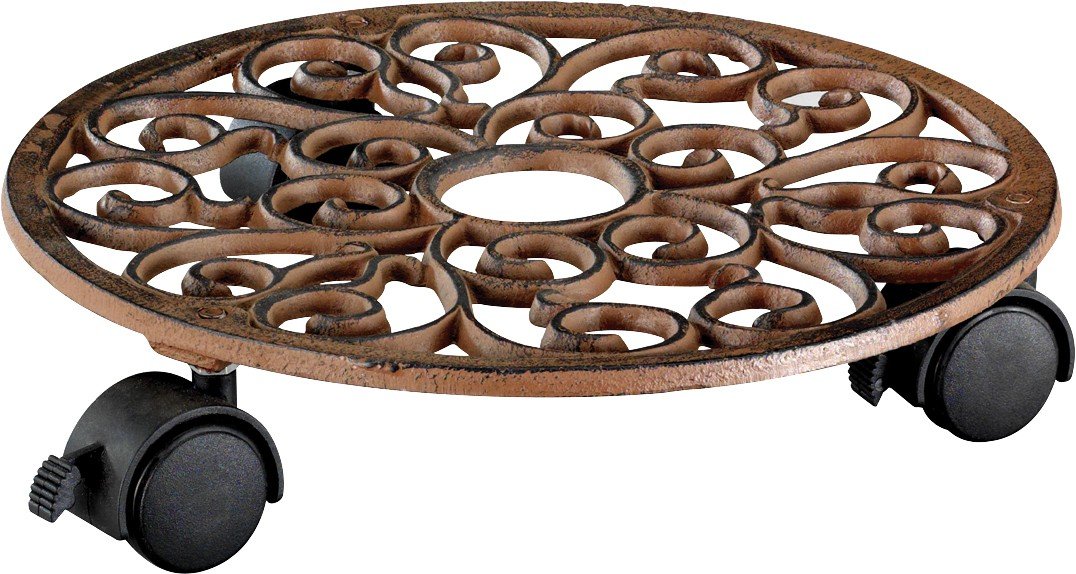 WAGNER Plant trolley ANTIK diameter 29 x 6,5 cm I Plant & flower trolley for indoor + outdoor use I Container trolley made of cast iron