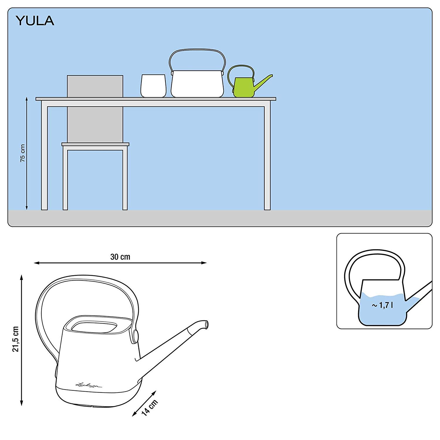 LECHUZA YULA watering can 1.7 l white pearl rose silk matt 13890 - Image 2