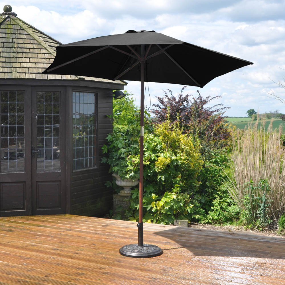 Kingfisher 2.4m Wooden Black Garden Parasol - Image 3