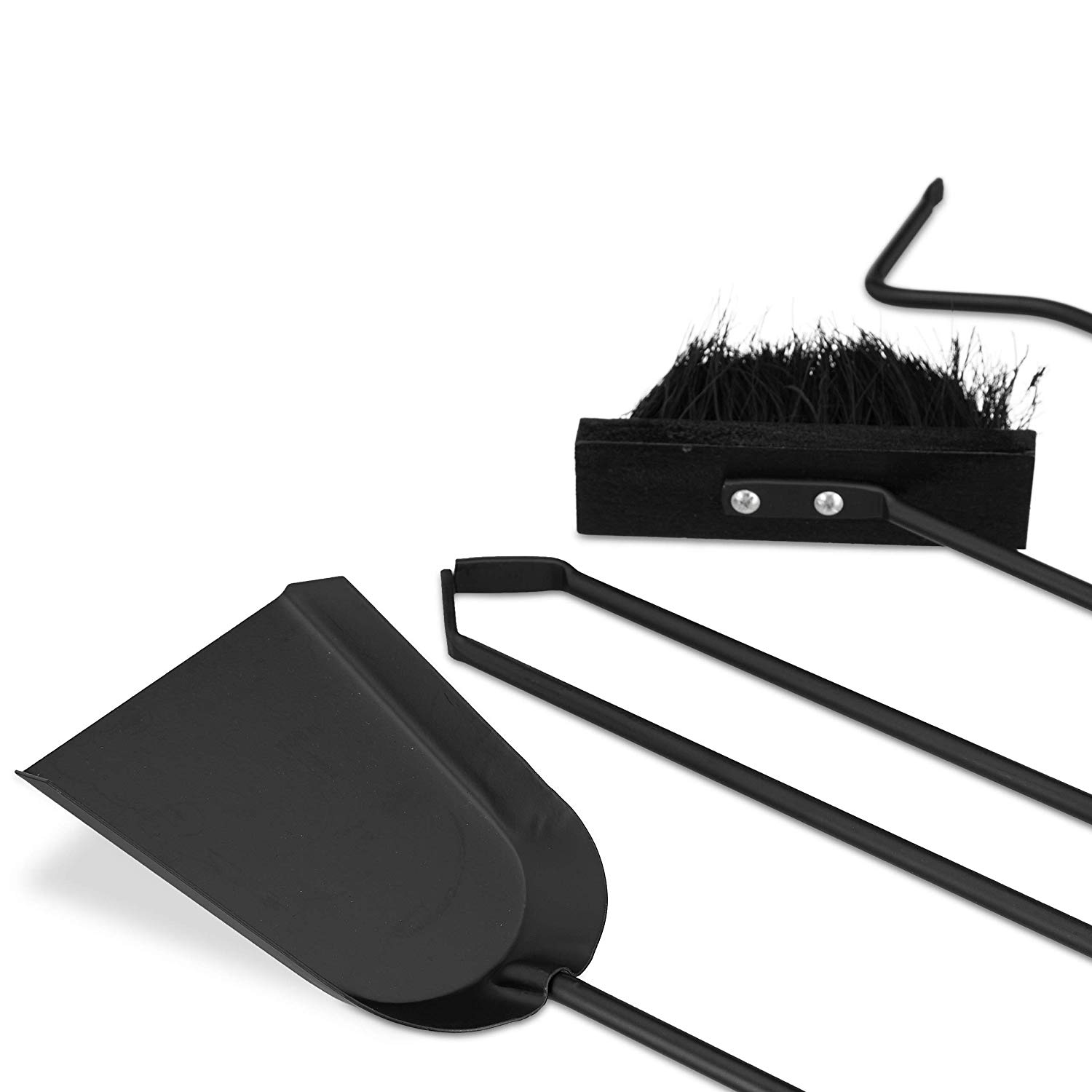 Relaxdays Modern Steel Fire Irons. 5Piece Fireplace Companion Set with