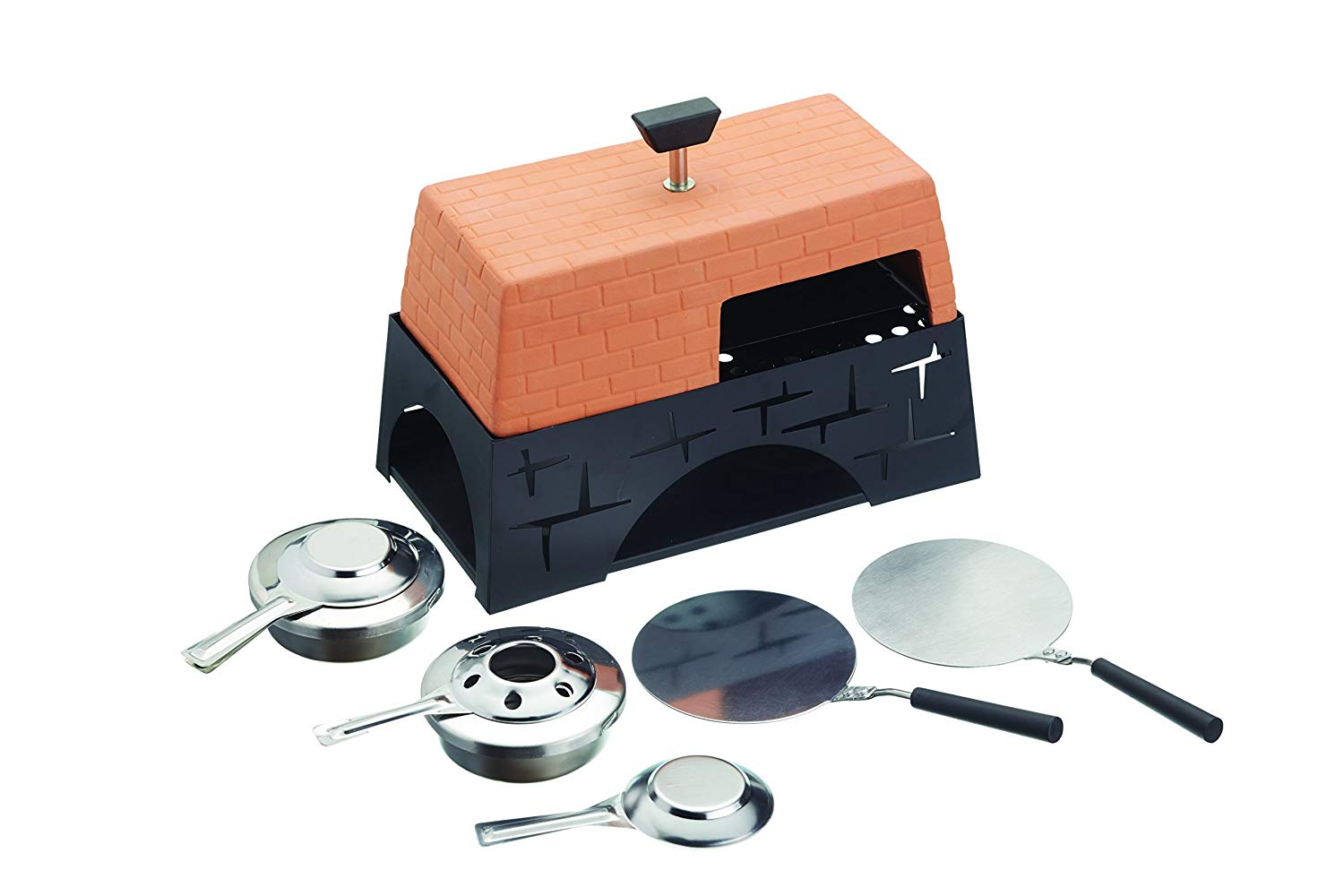 Artesà Table Top Pizza Oven in Gift Box, For Mini Pizzas and Garlic Breads, 27 x 15 x 22cm, Terracotta and Metal - Image 4