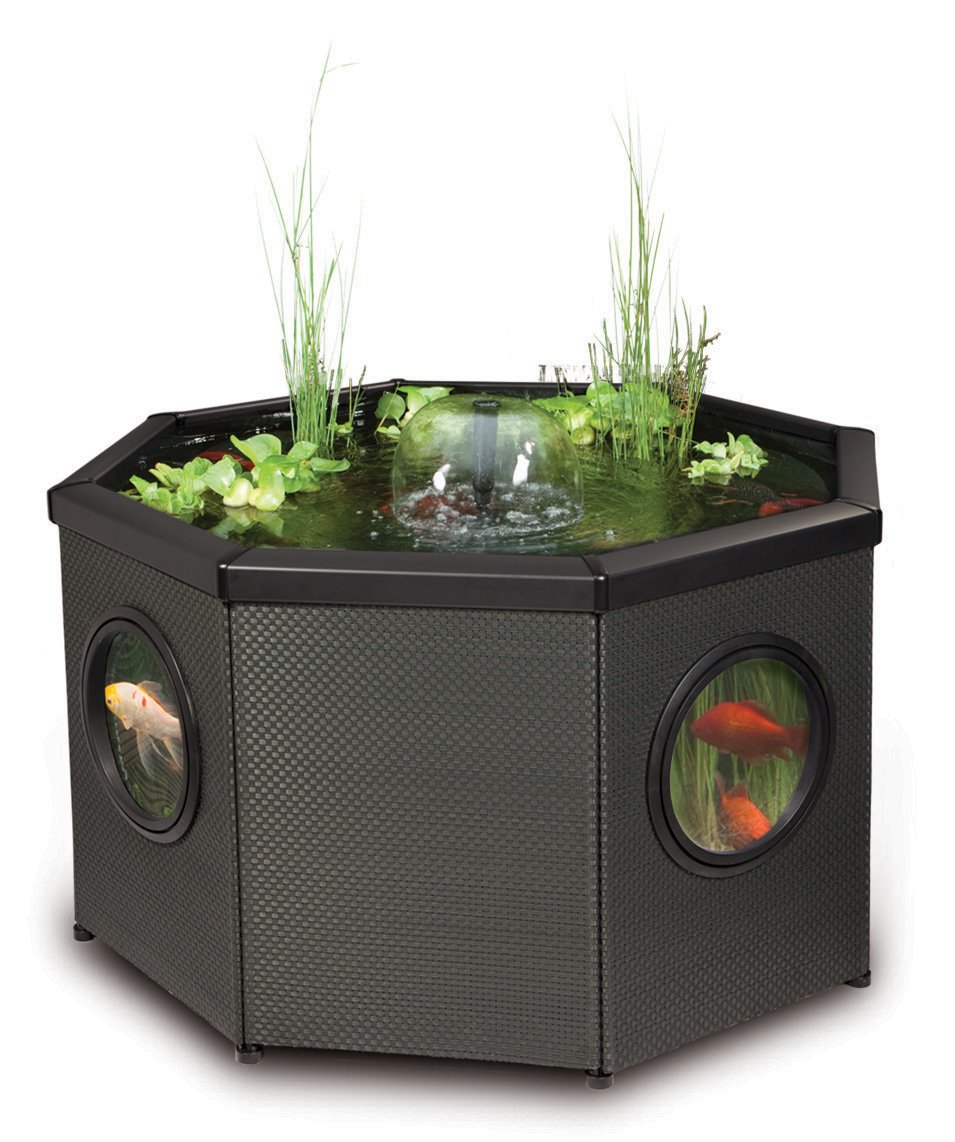 Blagdon Affinity Octagon Living Water Feature Patio Pool Pond, Mocha, with Inpond 5-in-1 3000 Filter Pump & UV Clarifier, LED Spotlight