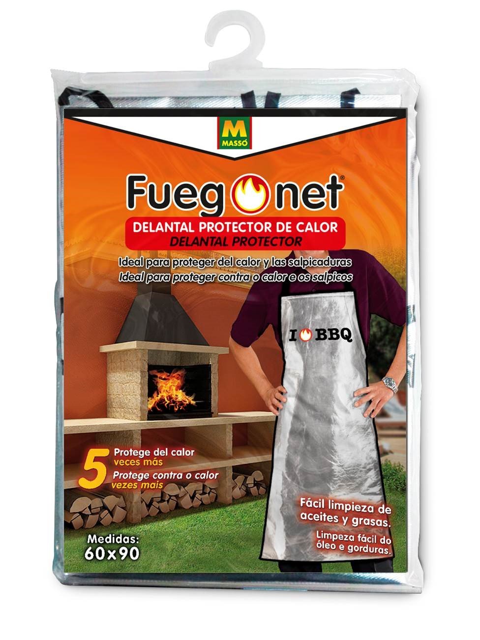 FuegoNet 231457 - Apron to protect from splashes, silver, 60 x 90 cm