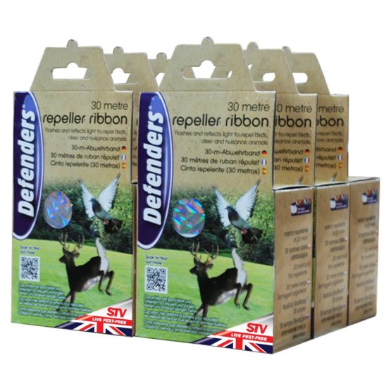 Defenders Repeller Ribbon, Bird and Deer Scarer, Iridescent Silver - 6 Pack