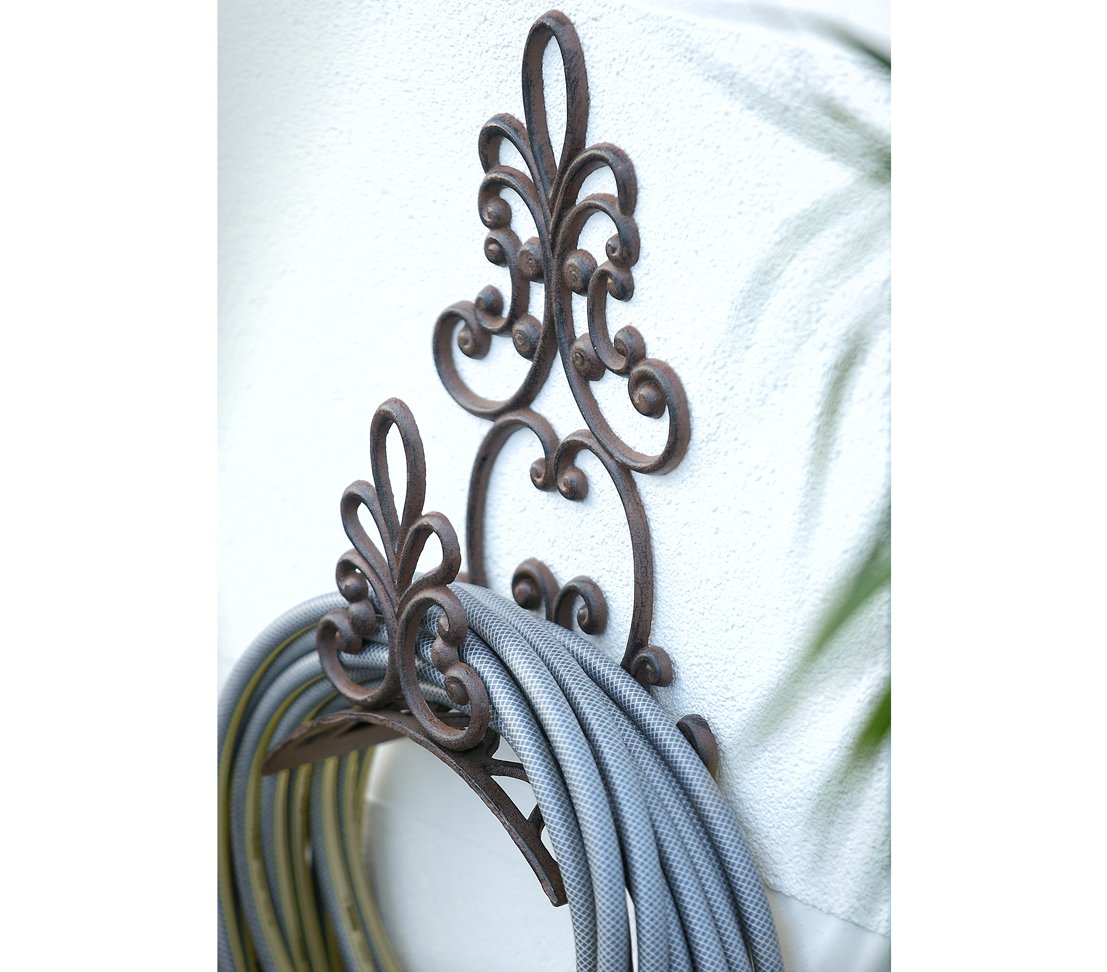 Dehner 1406123 Watering Hose Holder Cast Iron 12 x 50.00 x 31.00 cm, nostalgic Edelrostfarben, Rust, 50.00x12.00x31.00 cm - Image 2