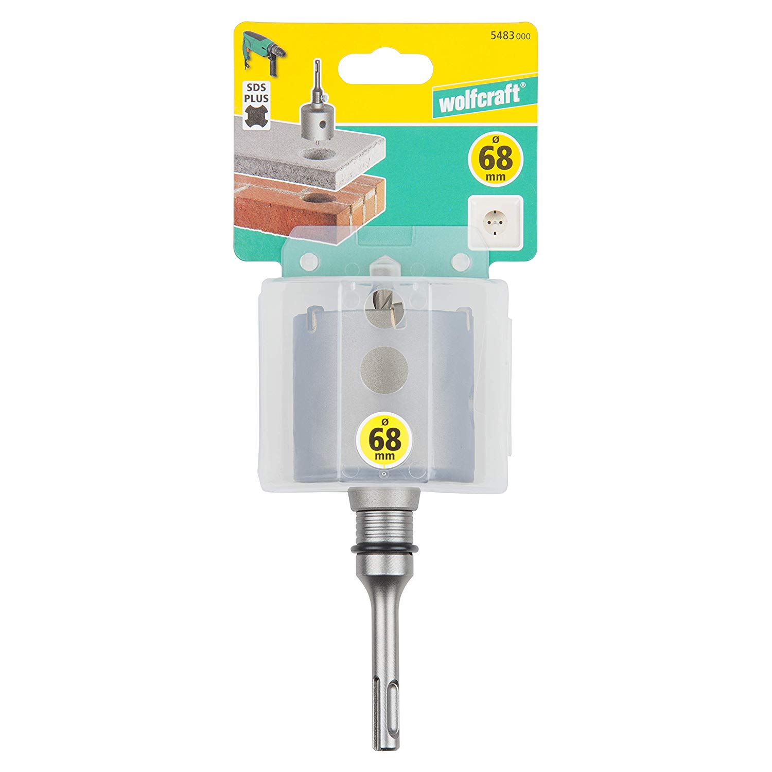 wolfcraft Annular Bit, Tungsten Carbide Tipped, With SDS Plus Mandrel, 68 mm I 5483000 I For electrical and plumbing installations in concrete - Image 3