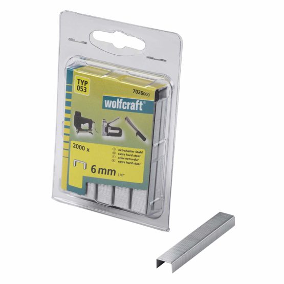 Wolfcraft 7026000 6mm Type 053 Extra Hard Steel Broad Back Staples, black