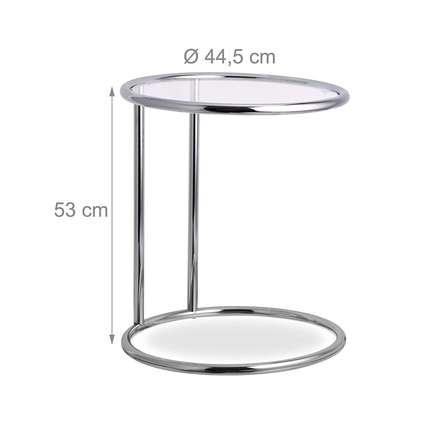 Relaxdays Round Side Table, Metal Frame, Glass Tabletop, Living Room, Decorative, Designer Stand, HxD 53 x 45 cm, Silver - Image 4