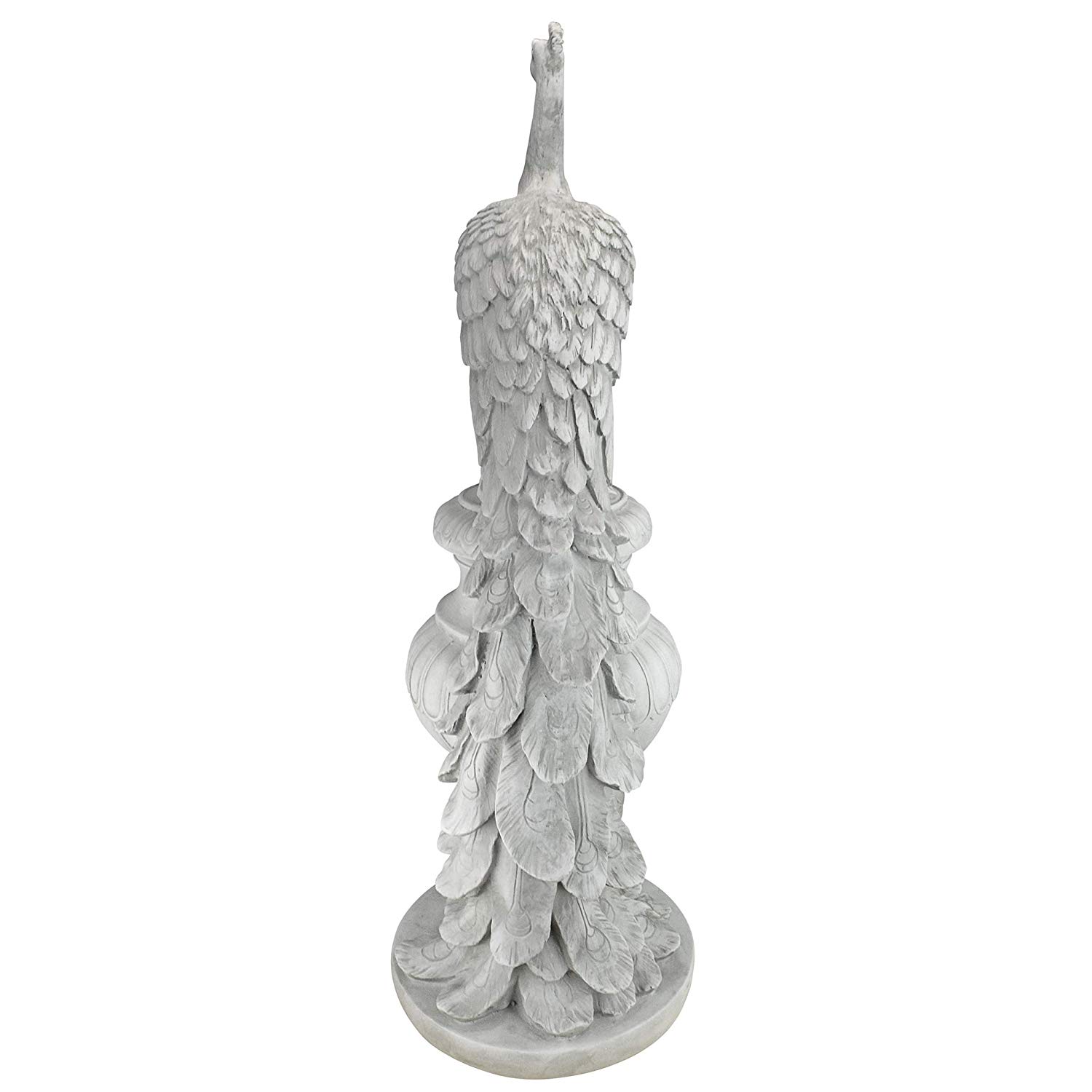 Design Toscano Staverden Castle Peacock on an Urn Garden Statue, 86.5 cm, Polyresin, Antique Stone, White - Image 4