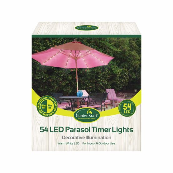 GardenKraft 17660 54 LED Parasol Timer Lights | Warm White |Auto Timer Functionality | Indoor/Outdoor String Lights - Image 4