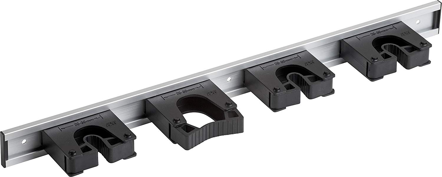 Meister 9953140 Tool Rail 510 mm - Tool Rail & 4 Device Holder - Aluminium - Easy to Assemble/Tool Holder/Tool Holder for Garden Tools/Sturdy