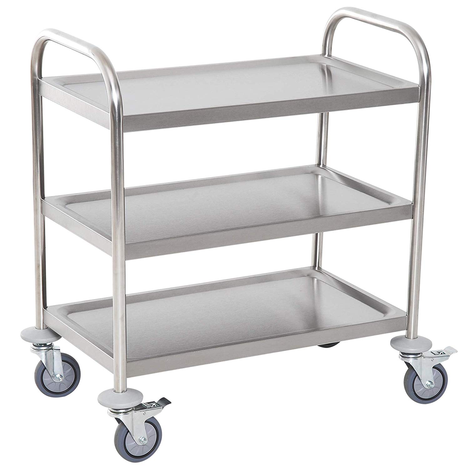 HOMCOM Stainless Steel 3 Tier Rolling Kitchen Service Cart ...