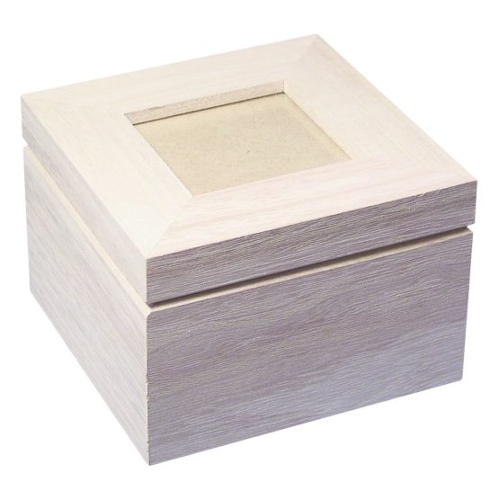 Rayher Wooden Box with Photo Cover, 12x12x7,6cm, Wood-Colour, 12 x 12 x 8.2 cm