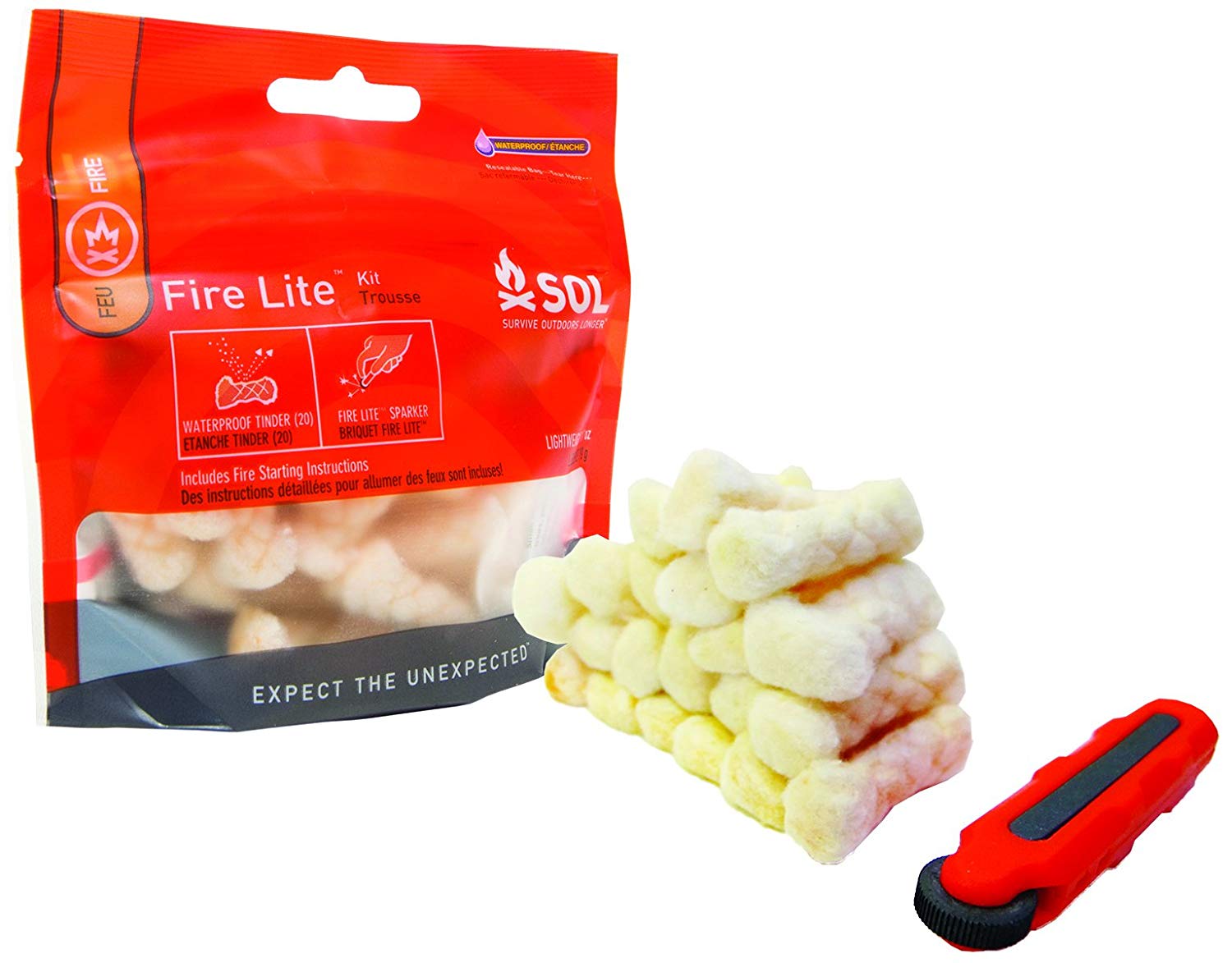 Adventure Medical Kits Fire Lite Kit Sol Survive Outdoors Longer Waterprrof Tiner (20 Pieces) Sparker Lightweight 19 g Includes Fire Starting