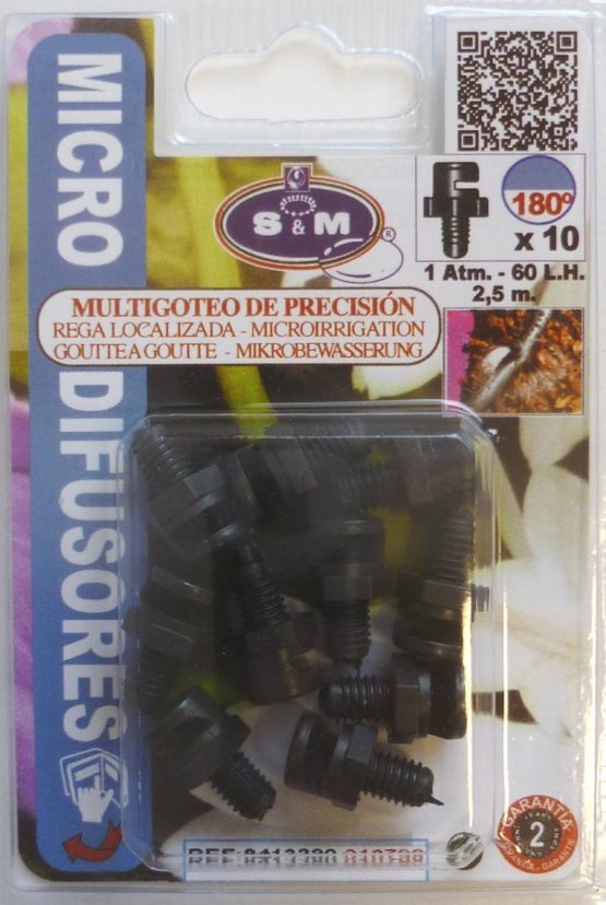 S&M s & m H microdifusor 180º-60 L/h-blister 10UDS, Black