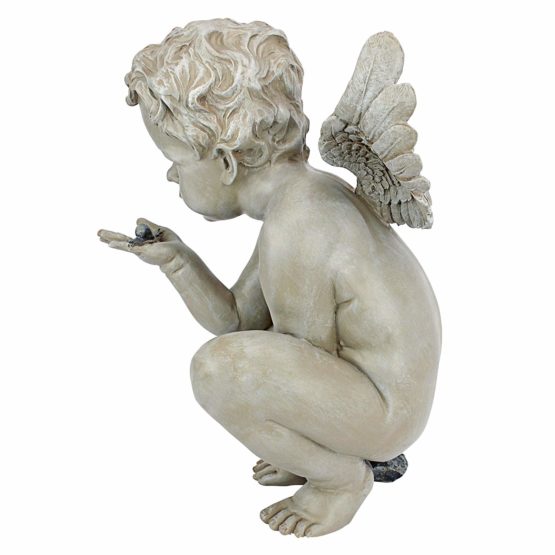 Design Toscano EU4360 Life's Mysteries Cherub Garden Statue, 38 cm, Polyresin, Antique Stone - Image 3