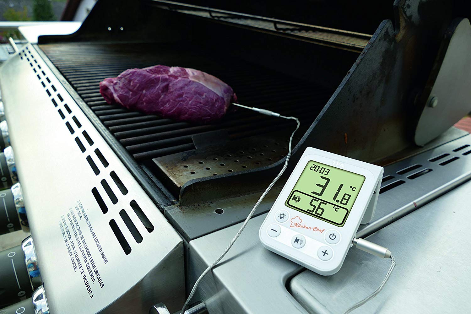 TFA Dostmann Digital BBQ Meat Thermometer KÜCHEN-Chef, 14.1510.02, Easy to use, Oven, Smoker, BBQ Thermometer, incl Probe Thermometer - Image 4