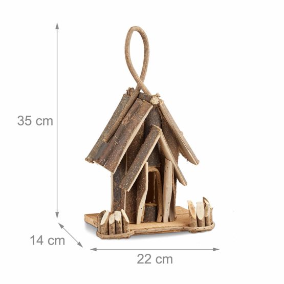 Relaxdays Decorative Birdhouse, Wooden Hanging Bird House, Handmade Nesting Box, Natural - Image 2