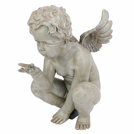 Design Toscano EU4360 Life's Mysteries Cherub Garden Statue, 38 cm, Polyresin, Antique Stone - Image 2