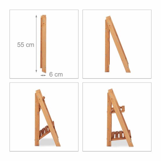 Relaxdays Wooden Flower Display Rack, Indoor Flower Stand, 2-Tier, Plant Stairs, Foldable, HxWxD: 51 x 41 x 25 cm, Brown - Image 3