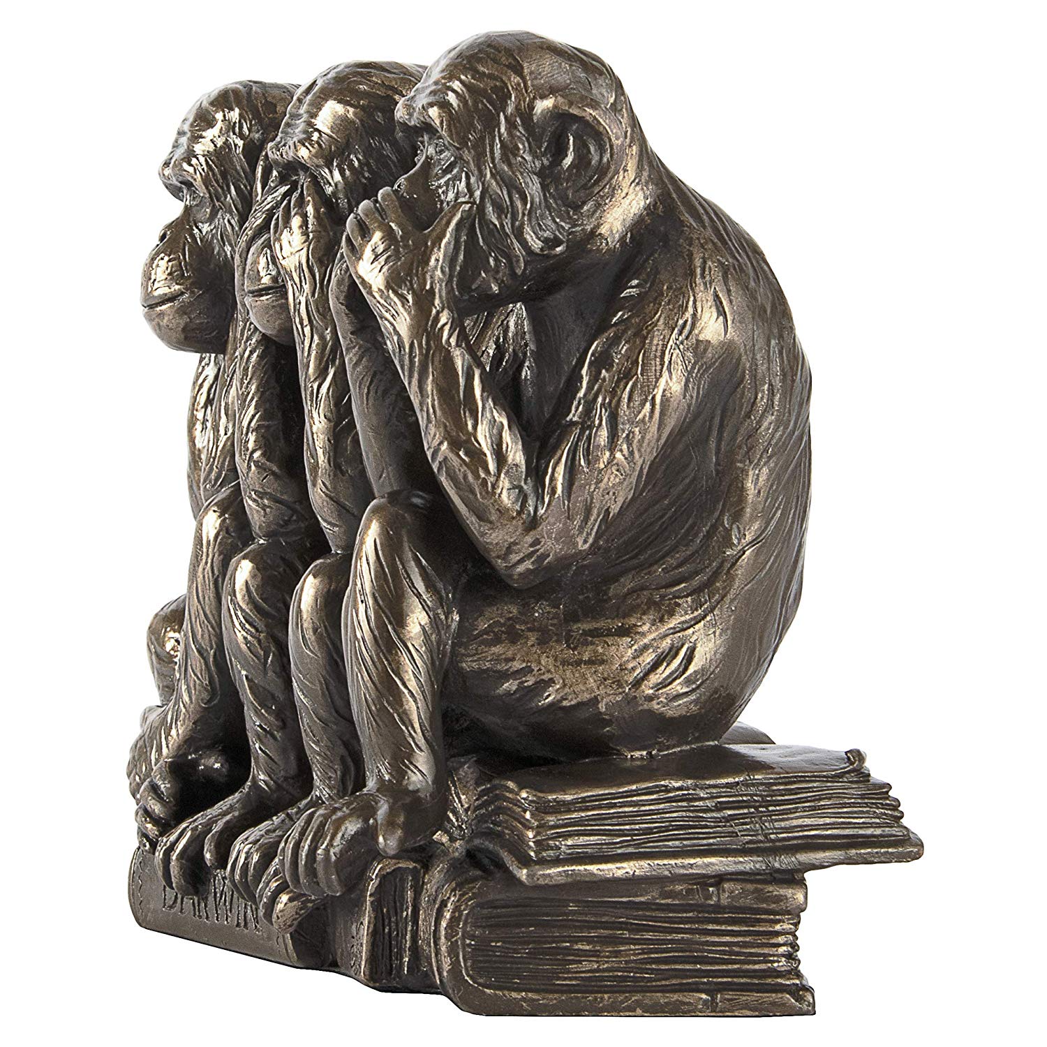 Design Toscano Hear-No, See-No, Speak-No Evil Monkeys Animal Statue Three Truths of Man Figurine, 17.75 cm, Polyresin, Bronze Finish - Image 3