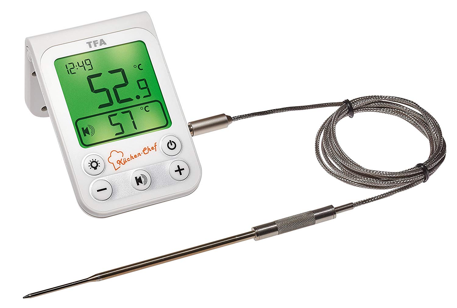 TFA Dostmann Digital BBQ Meat Thermometer KÜCHEN-Chef, 14.1510.02, Easy to use, Oven, Smoker, BBQ Thermometer, incl Probe Thermometer - Image 2
