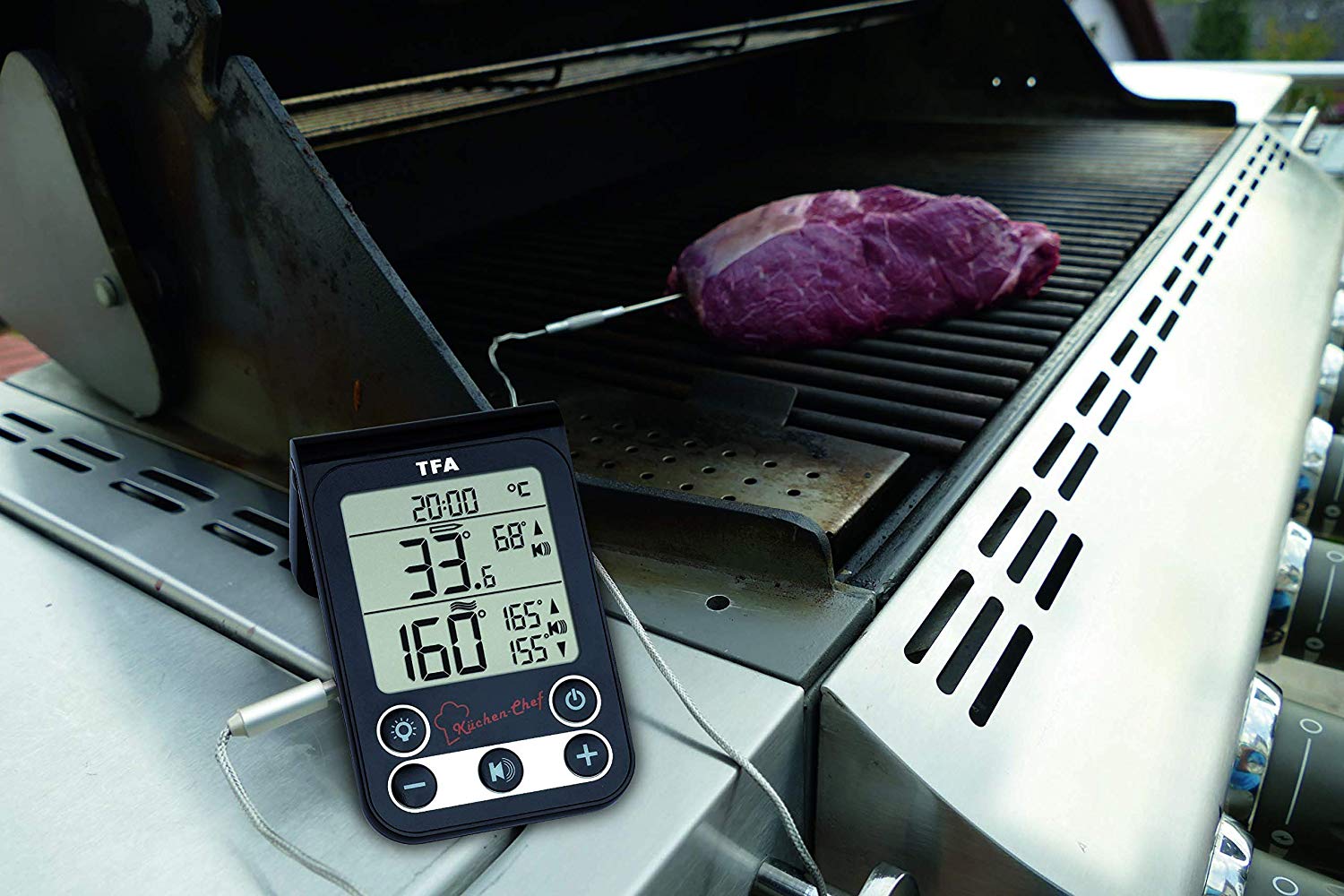 TFA Dostmann Digital BBQ Smoker Meat/Oven Thermometer KÜCHEN-Chef, 14.1512.01, kitche Probe Thermometer for Different Meats, Slow Cooking - Image 4