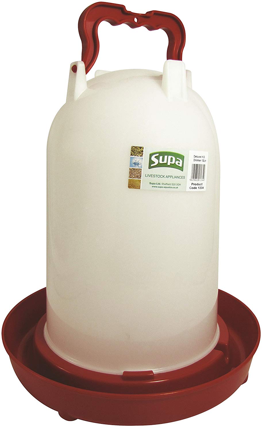 Supa Deluxe Heavy Duty Large Poultry Water Drinker, 12 Litre Premium Quality Drinker, Made In The UK.