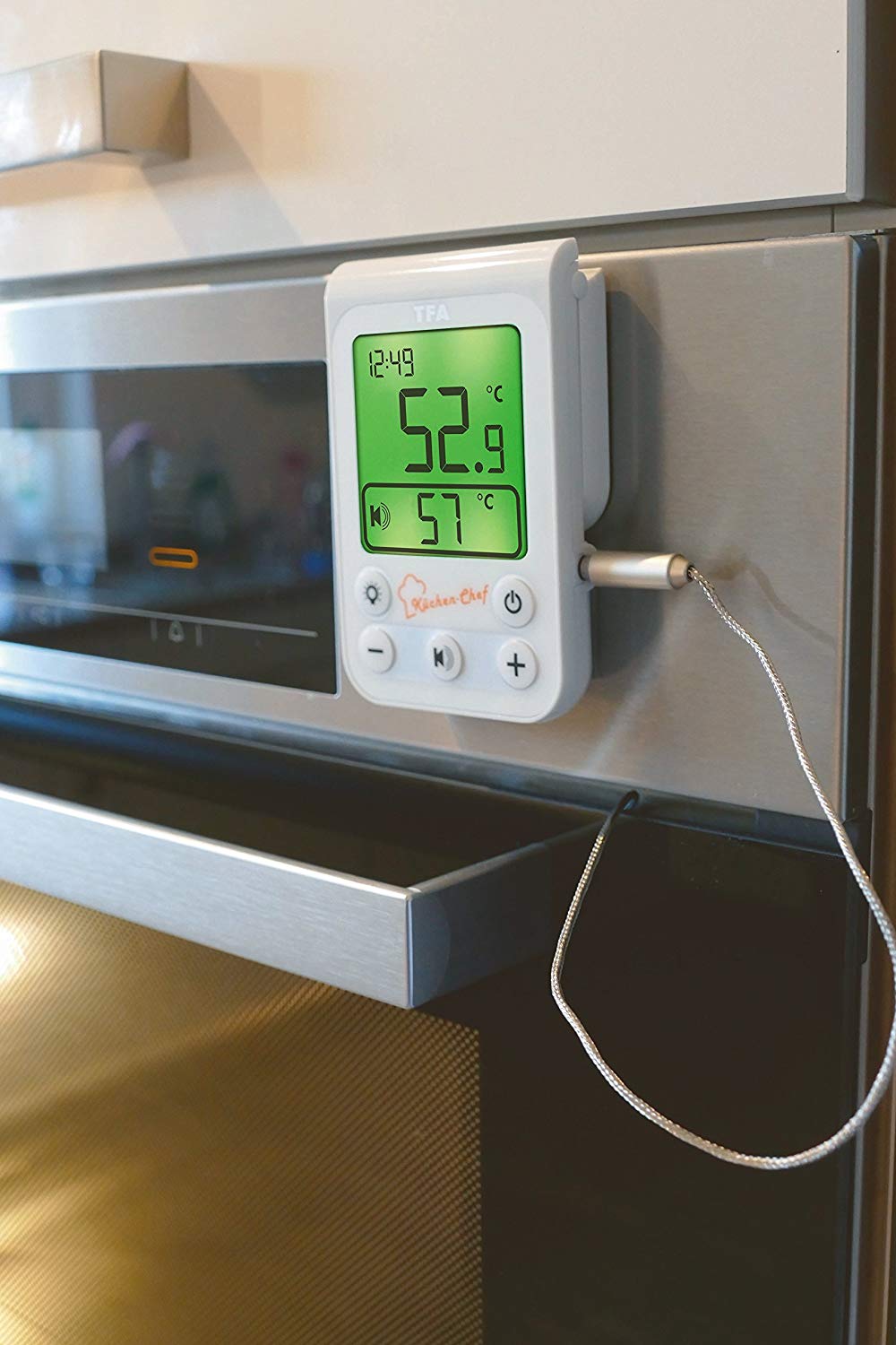 TFA Dostmann Digital BBQ Meat Thermometer KÜCHEN-Chef, 14.1510.02, Easy to use, Oven, Smoker, BBQ Thermometer, incl Probe Thermometer - Image 3