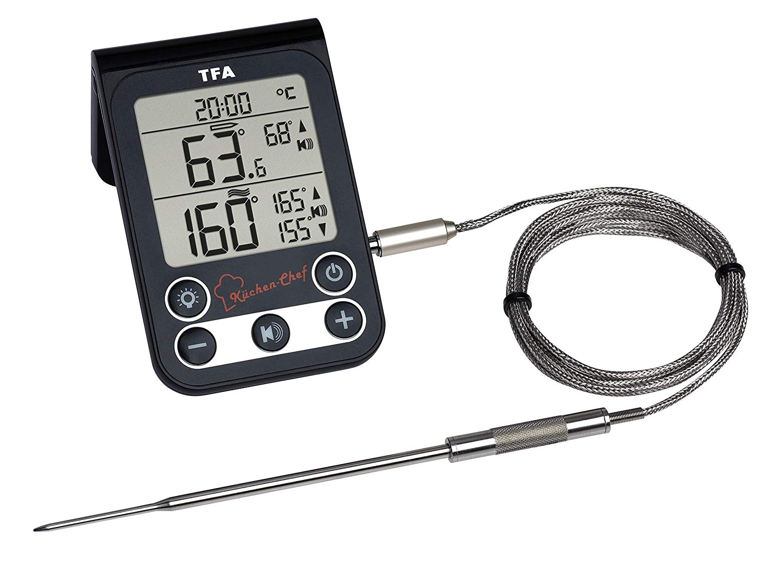 TFA Dostmann Digital BBQ Smoker Meat/Oven Thermometer KÜCHEN-Chef, 14.1512.01, kitche Probe Thermometer for Different Meats, Slow Cooking - Image 2