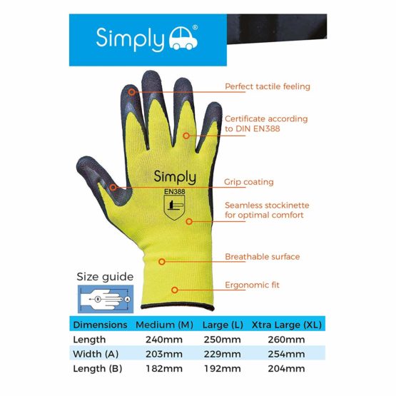 Simply GL02 Heavy Duty Precision LARGE Working Gloves for General Handling Workwear or Construction Work – 13G Polyester Latex Foam – Pack of 12 - Image 3