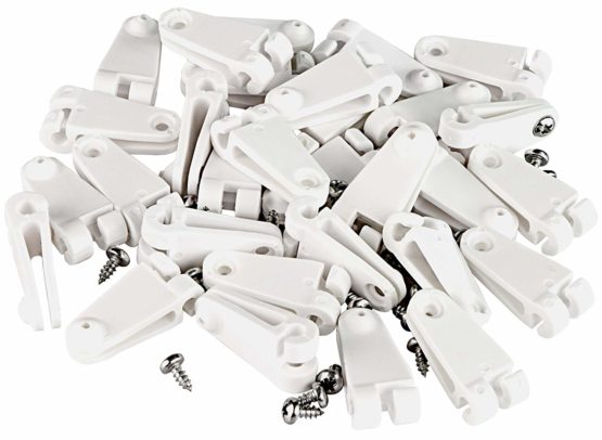 Windhager Laufhaken 10701 Running Hooks for Attaching Tensioning Awning Wire Rope Set of 30 with Stainless Steel Screws, White, 30 Stück