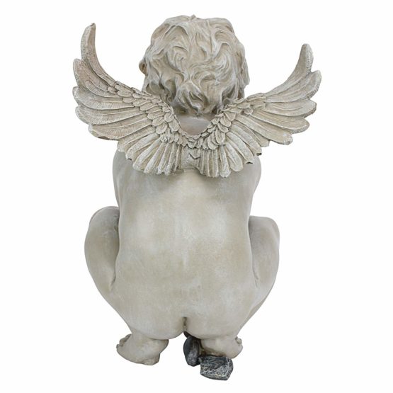 Design Toscano EU4360 Life's Mysteries Cherub Garden Statue, 38 cm, Polyresin, Antique Stone - Image 4