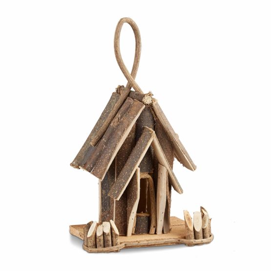 Relaxdays Decorative Birdhouse, Wooden Hanging Bird House, Handmade Nesting Box, Natural