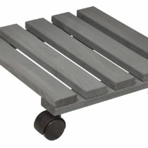 WAGNER Plant trolley NATURE 29 x 29 x 8 cm I Flower trolley for indoor use I Container trolley made of FSC®-certificated solid wood, charcoal I Load capacity 100 kg I Made in EU - 20015901