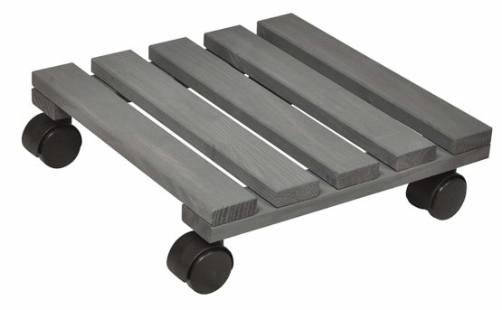 WAGNER Plant trolley NATURE 29 x 29 x 8 cm I Flower trolley for indoor use I Container trolley made of FSC®-certificated solid wood, charcoal I Load capacity 100 kg I Made in EU - 20015901