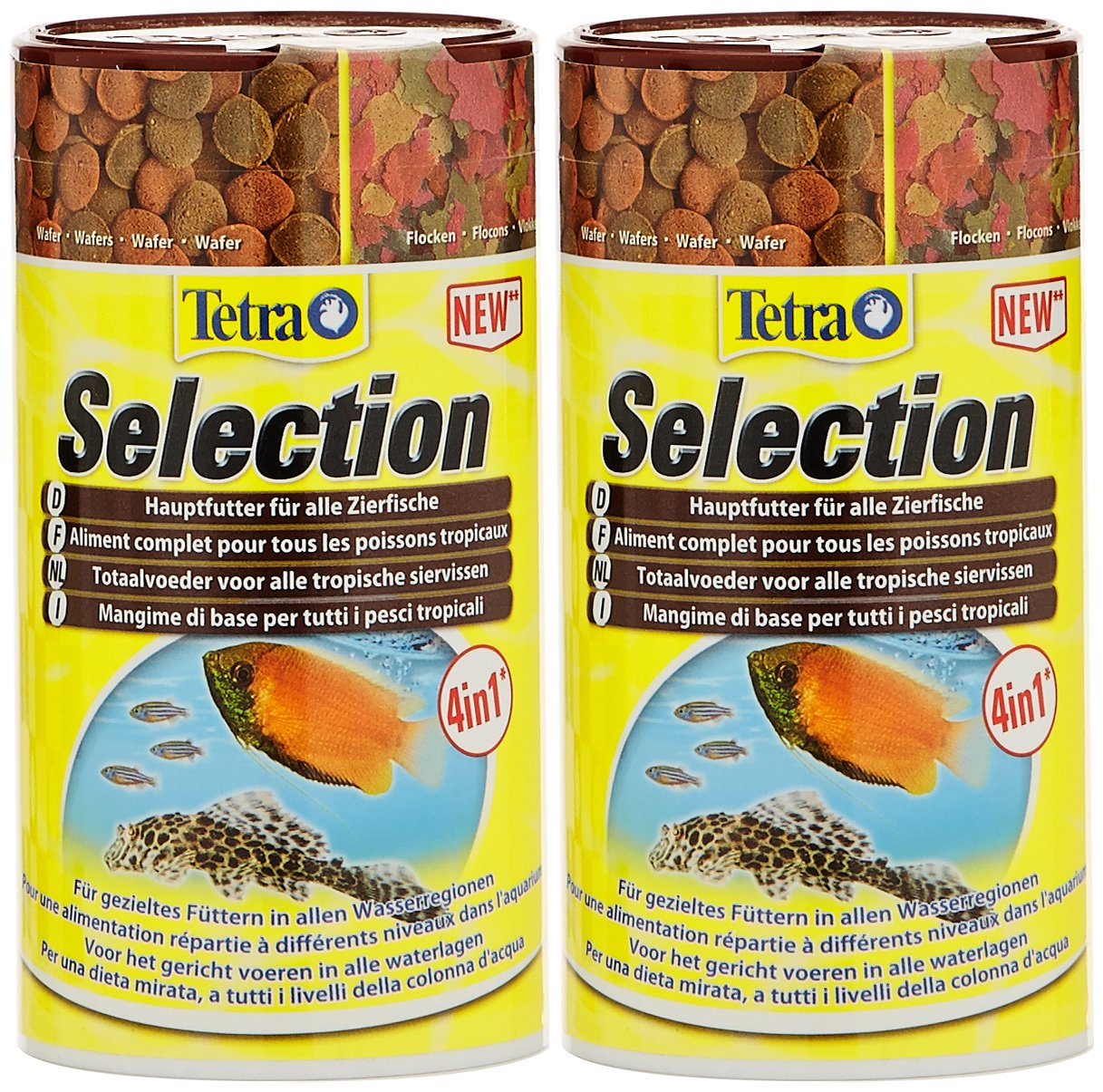 Tetra Selection (main food mix in 4 varieties for ornamental fish of all water zones), pack of 2 (2 x 250 ml can)