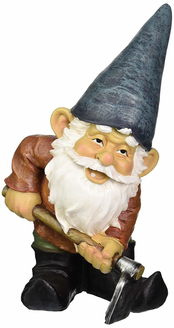 Garden Gnome Statue - Bulldoze the Dirty Hoe - Outdoor Garden Gnomes - Funny Lawn Gnome Statues