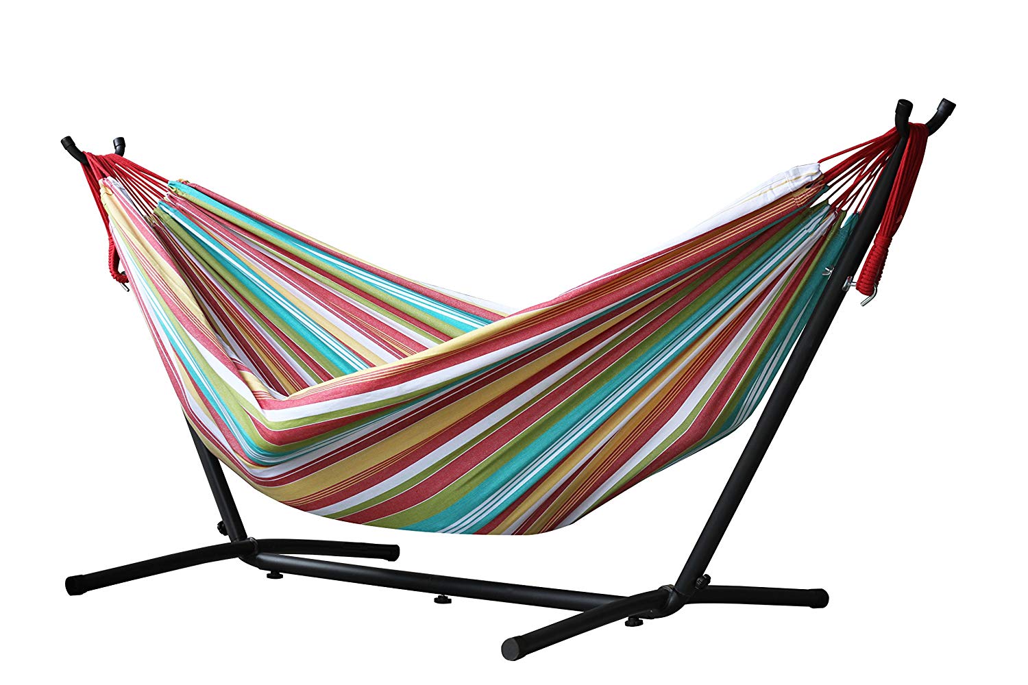 Vivere UHSDO8-26 Double Cotton Hammock with Space-Saving Steel Stand Including Carrying Bag, Salsa
