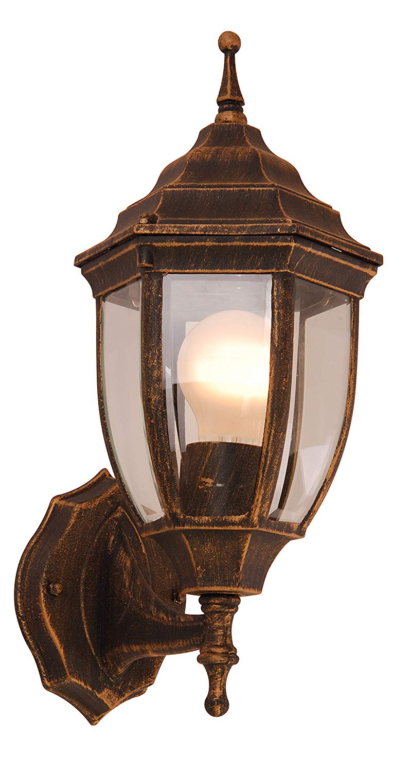 Globo E27 NYX1 IP44 Outdoor Wall Light, Gold, 31710