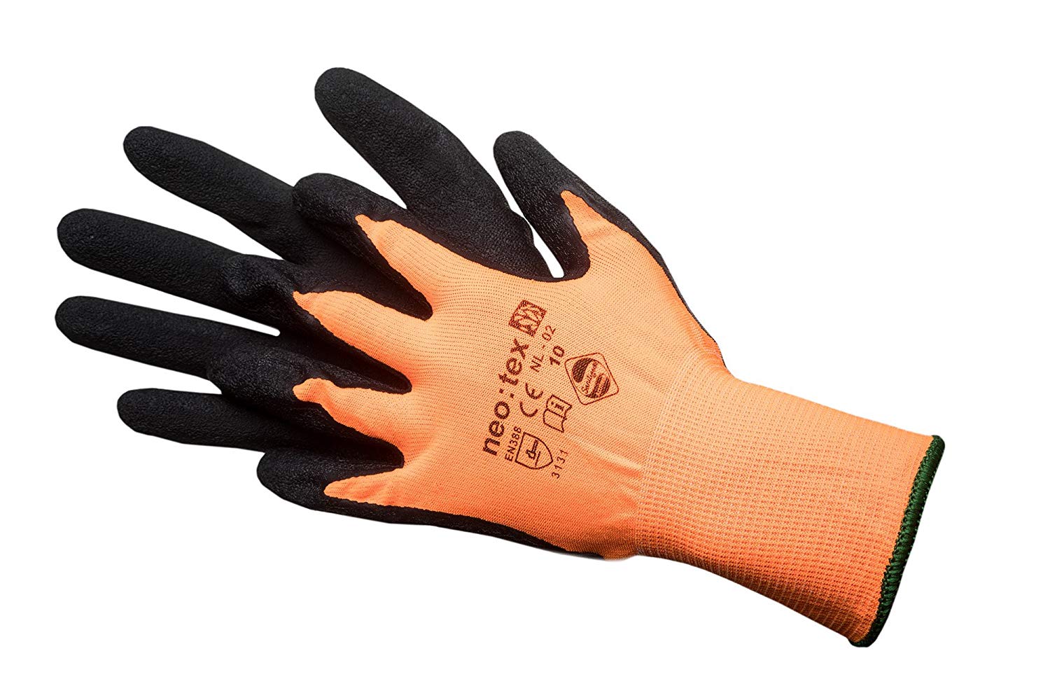Jah NL-02 Nylon Protective Grip Gloves Latex Coating 12 Pairs Standard Orange Size 10