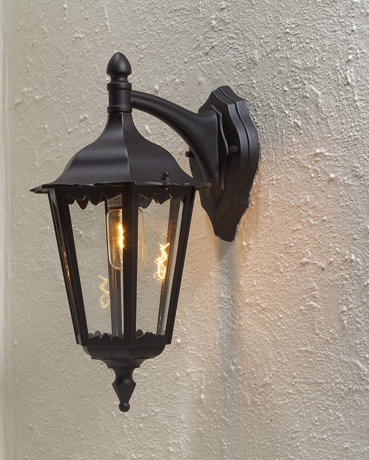 Konstsmide Outdoor Lights/Firenze Large Down Outdoor Wall Lantern/1 x 100 W E27 Max Wall Lamp/Clear Glass Panels/Aluminium/IP43/Outside Light - Image 2