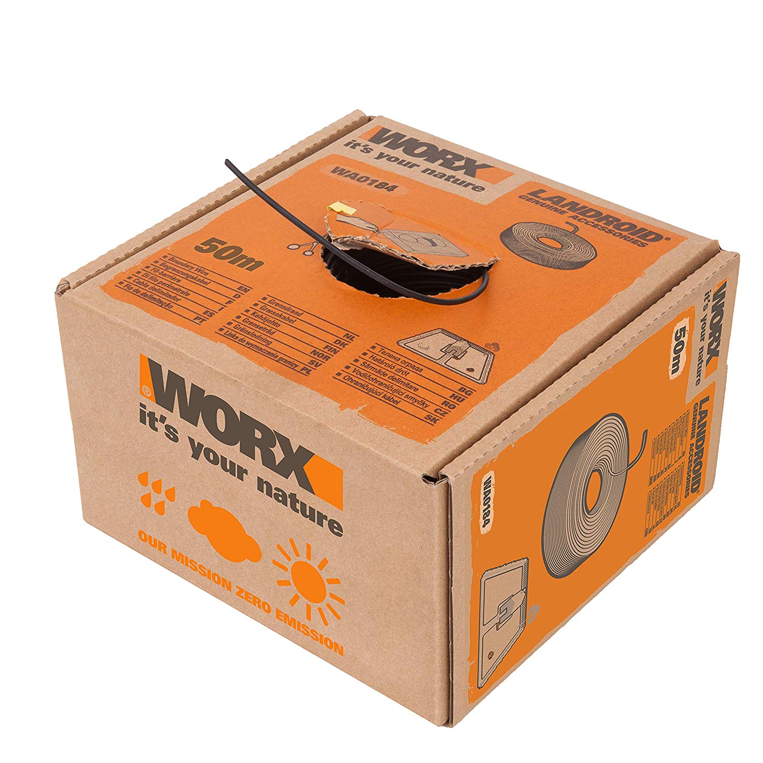 WORX WA0184 Boundary Wire for Landroid Robotic Lawnmower - 50 m Sturdy Boundary Cable for Limiting the Mowing Area - Neat Mowing