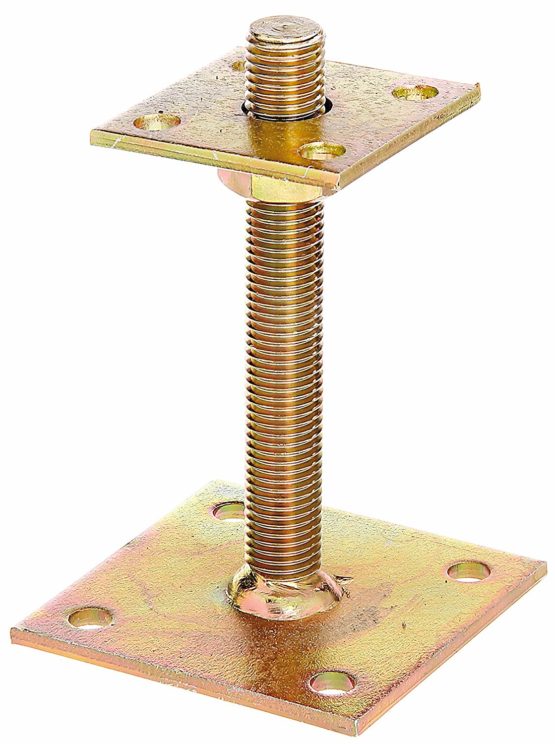 GAH-ALBERTS 218102 i Post Height-Adjustable Support, 30mm to 150mm, Yellow-Galvanised, Screw-In 70mm x 70mm